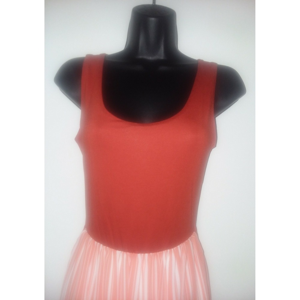 Women's Orange & White Striped Long Maxi Dress with criss-cross back Sizes S-M-L - Picture 4 of 12